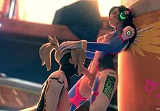 Horny Mercy Gives Dva Deep Throat Blowjob in Anime Action!