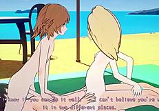 Chihiro and Hiyoko Enjoy Anal Sex on the Beach