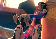 Horny Mercy Gives Dva Deep Throat Blowjob in Anime Action!
