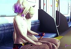 Harley Quinn femboy färdigheter i yaoi anime 3some