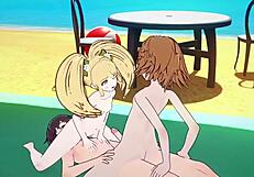 Chihiro and Hiyoko Enjoy Anal Sex on the Beach