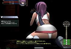 Playing this hentai rpg game with asian characters in leggings.