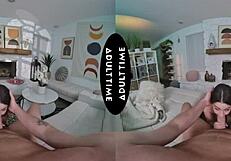 POV VR sex with natural tits and sloppy sucking
