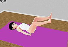 leo exercises with anime girl doing stretch yoga