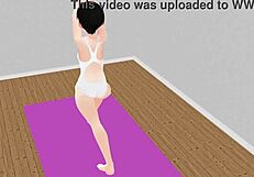 leo exercises with anime girl doing stretch yoga