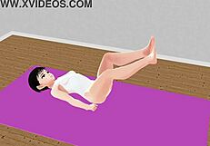 leo exercises with anime girl doing stretch yoga