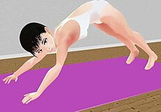 leo exercises with anime girl doing stretch yoga