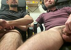 My friend cums explosively while watching porn!