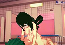 Himiko Toga and Tsuyu Asui Seduce Izuku Midoriya in Intense Hentai