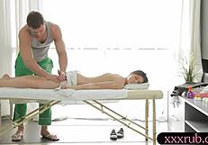 Fantina enjoys massage with masseur, then intimate moment