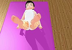 leo exercises with anime girl doing stretch yoga