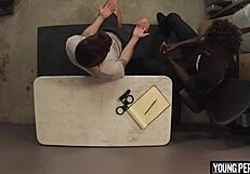 Black cop dominates straight teen in raw interracial action