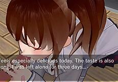 ¡Karin se esconde bajo el escritorio con su blazer escolar por puro amor caliente!