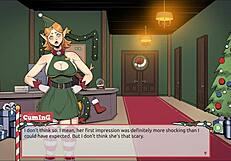 Claus Secret Surprise Xmas Hentai Game Ep 5 Femboy Covers Santa Elf Face with Cum