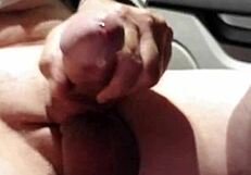 Jerking off with a cockring for intense cum action