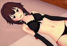 3D cartoon of Megumin in a tight bikini getting fucked