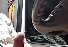 Jerking off with a cockring for intense cum action