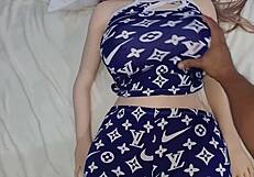 Latina stepsister in pajamas gets taken advantage of by amateur with big cock in taboo scene