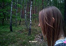 Asian nympho gets covered in cum in wild forest sex