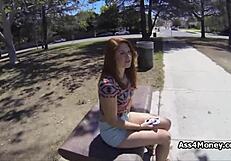 Dicking redhead cutie at tennis court