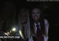 Blonde Gina Gerson's Wild Threesome Assfucking At The Campfire!