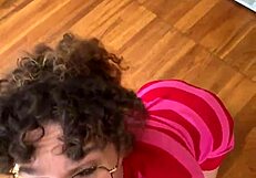 Quickie cowgirl pussy ride on big hairy cock under christmas tree