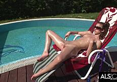 Steamy solo pleasure: Oiled up and enjoying the sun's warmth