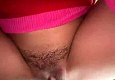 Quickie cowgirl pussy ride on big hairy cock under christmas tree