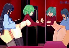 Hikage and Ikaruga in Intense Lesbian and Futanari Creampie Play