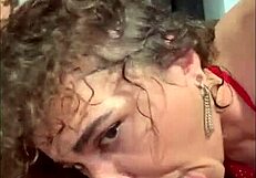 Curly haired girl gave an intense blowjob