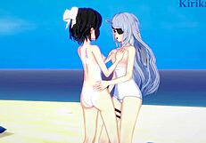 Miku and Laura engage in lesbian anime play