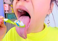Lila Jordan Brushes Her Teeth With Saliva And Tongue