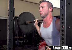 Post-workout heat with muscular hunk turns into raw gay anal pounding