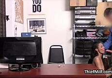 Stealing chocolate milf faces hard office cock punishment