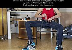 Young Gay Boy Jerking Off in Jeans Fetish