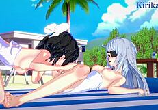 Miku and Laura engage in lesbian anime play