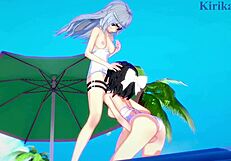 Miku and Laura engage in lesbian anime play