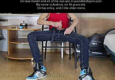 Young Gay Boy Jerking Off in Jeans Fetish