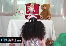 Petite Pigtail Cutie in Fishnets Gets Her Hairy Pussy Stretched by Big Cock