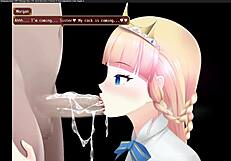 Princess knight gives outdoor blowjob in the game.