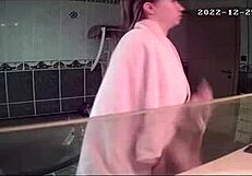 Amateur shower spy on teen 18+ blonde french girl
