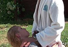 Cindy Picardie gets hard ass drilling in the garden