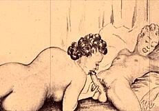 Vintage erotic cartoon illustration from anime