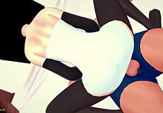 La Dulce Tv Woman in Socks and Gloves Rides Cock in Toilet Hentai 3D