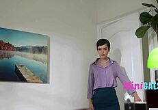 Skinny Secretary Seduces Boss with Petite Body and Monster Cock in Office