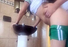 Hot Mexican Student In Bathroom Sex