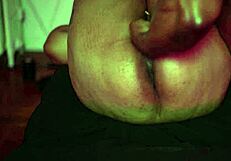 Thick light skin woman with tattoos enjoys clit massage