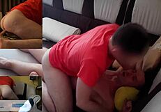 an amateur gay couple engages in bareback fucking at home