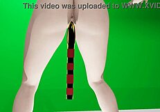 Android 18 intensely uses a dildo on her pussy in this bold animation.