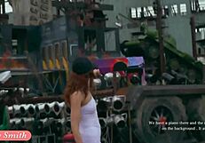 jeny smith teases with camel toe and big ass in tight white suit outdoors.